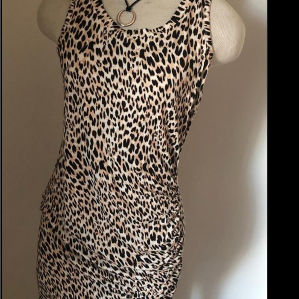 Love, fire women's leopard print tiered tank mini dress M